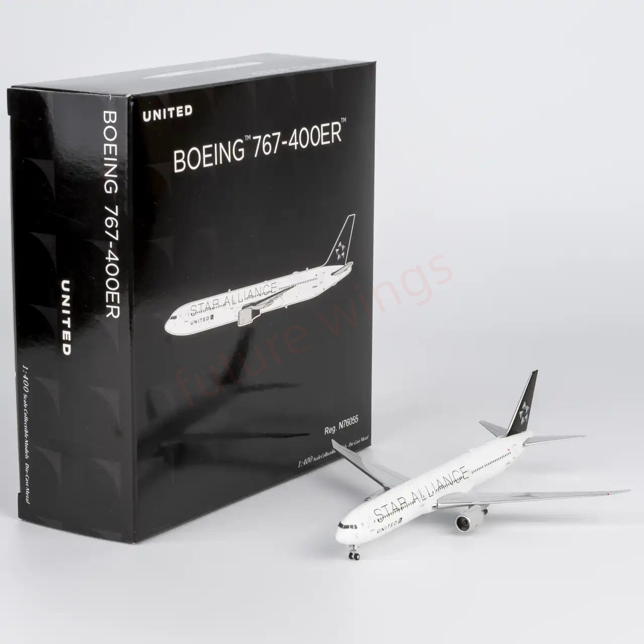 1:400 NG Models NG18002 United Airlines B767-400ER N76055 Aircraft Model+Free Tractor