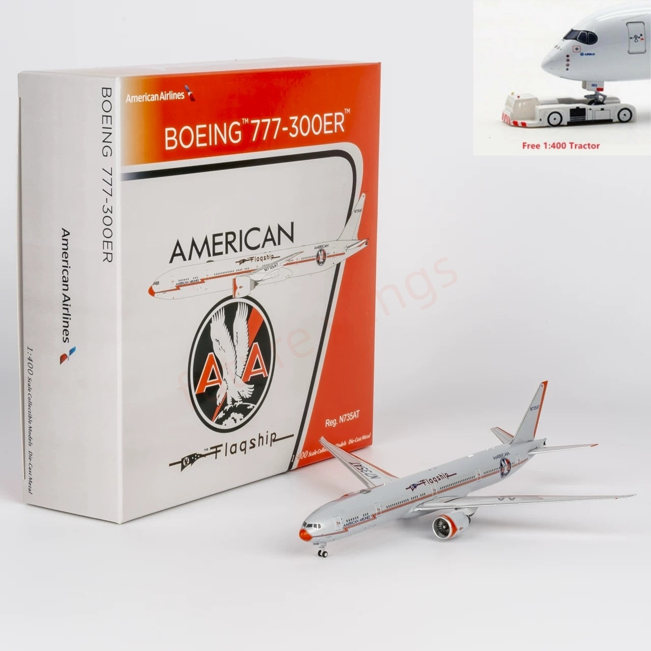 1:400 NG Models NG73090 American Airlines B777-300ER N735AT Aircraft Model+Free Tractor