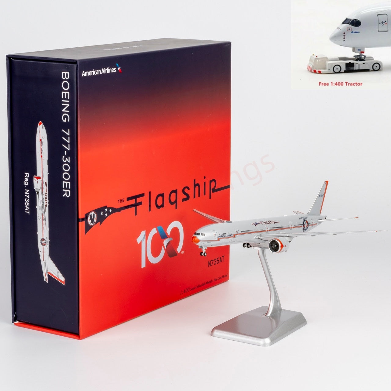 1:400 NG Models NG73094 American Airlines B777-300ER N735AT "Luxury Package" Aircraft Model+Free Tractor