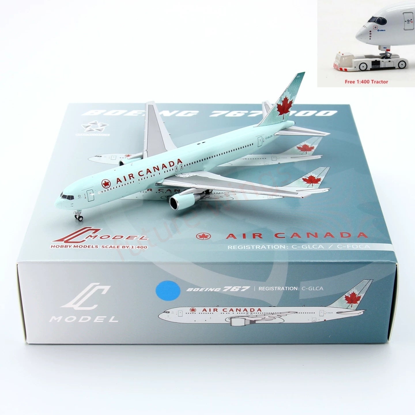 1:400 C Model Air Canada B767-300 C-GLCA Aircraft Model+Free Tractor