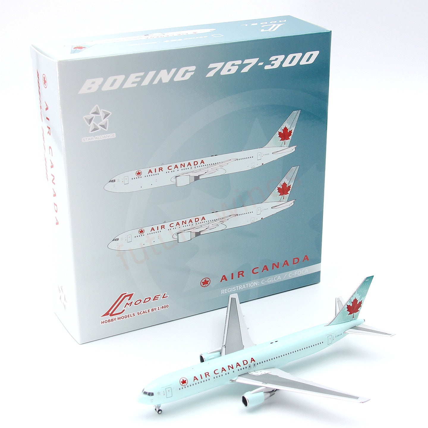 1:400 C Model Air Canada B767-300 C-GLCA Aircraft Model+Free Tractor