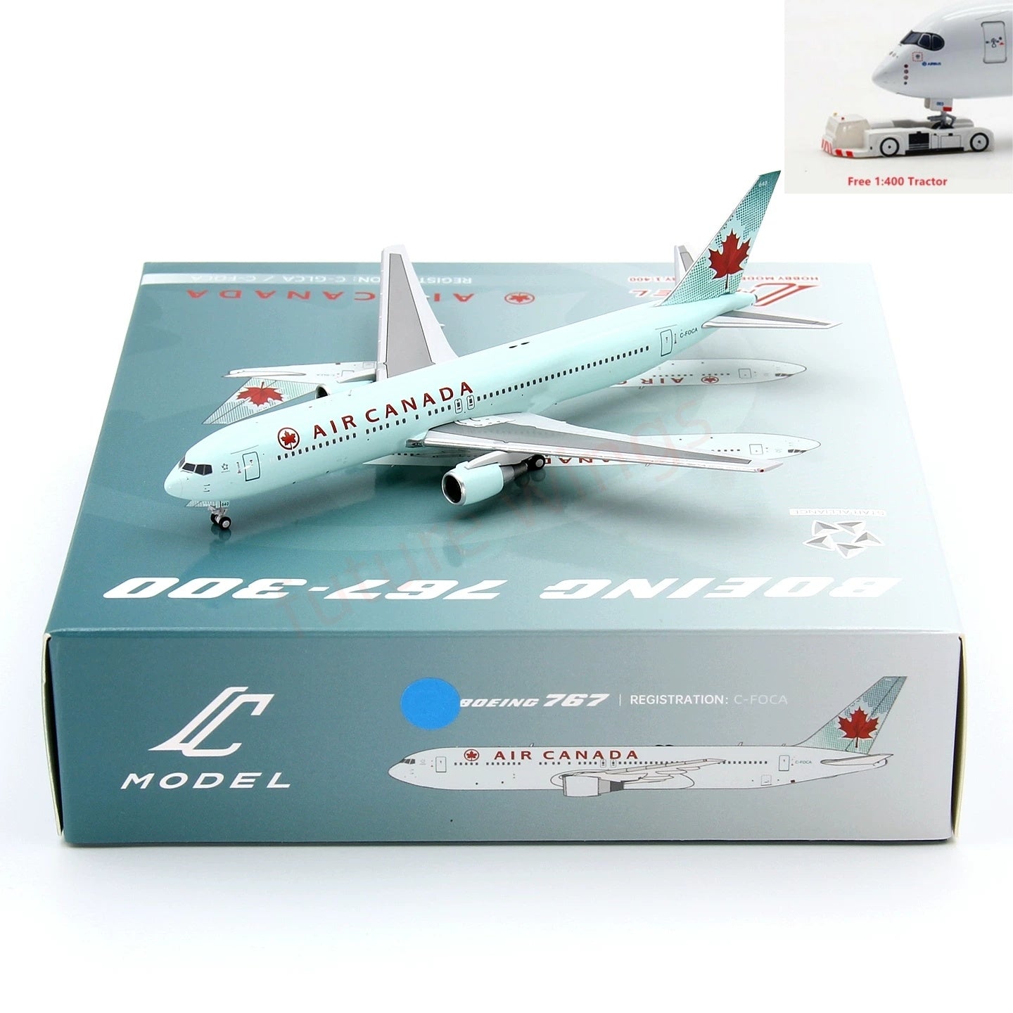 1:400 C Model Air Canada B767-300 C-FOCA Aircraft Model+Free Tractor