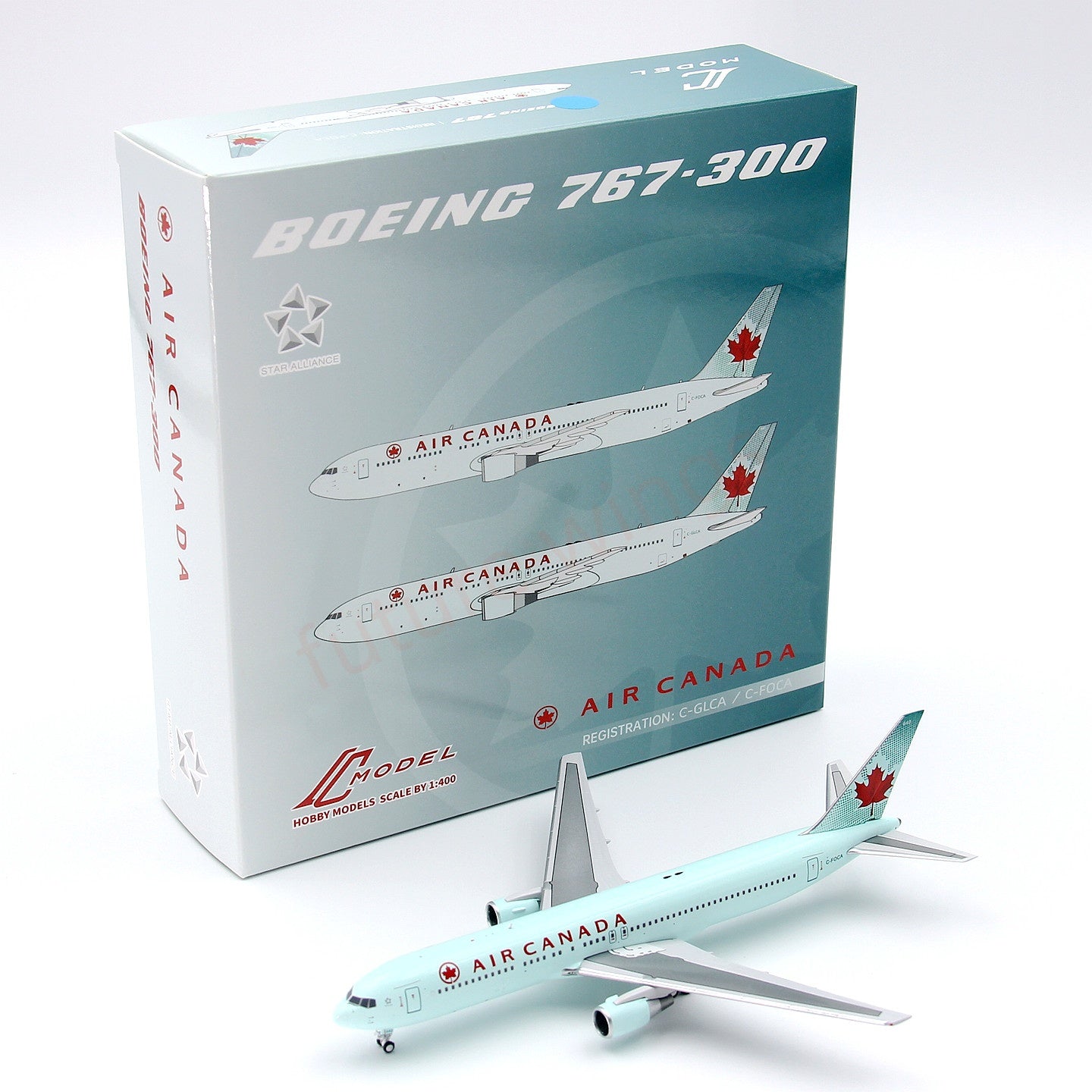 1:400 C Model Air Canada B767-300 C-FOCA Aircraft Model+Free Tractor
