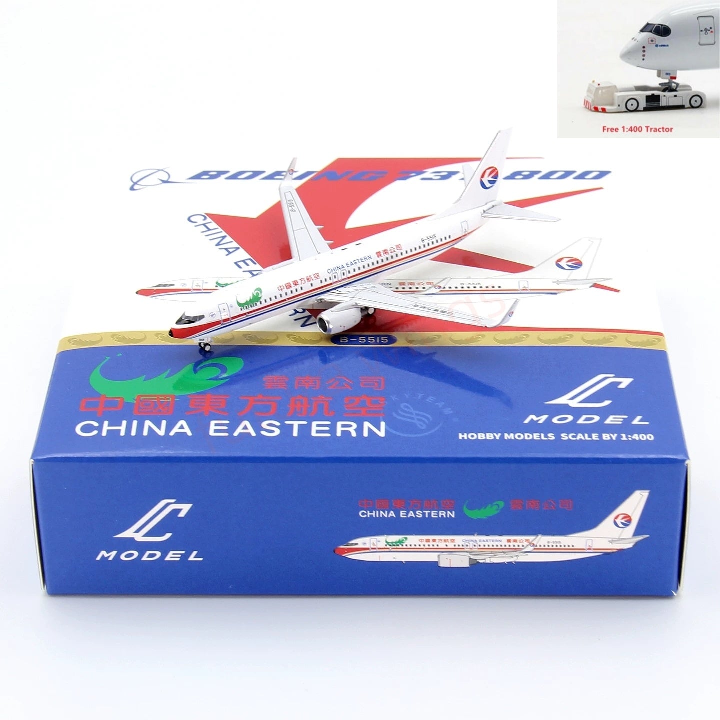 1:400 C Model China Eastern Airlines B737-800 B-5515 Aircraft Model+Free Tractor
