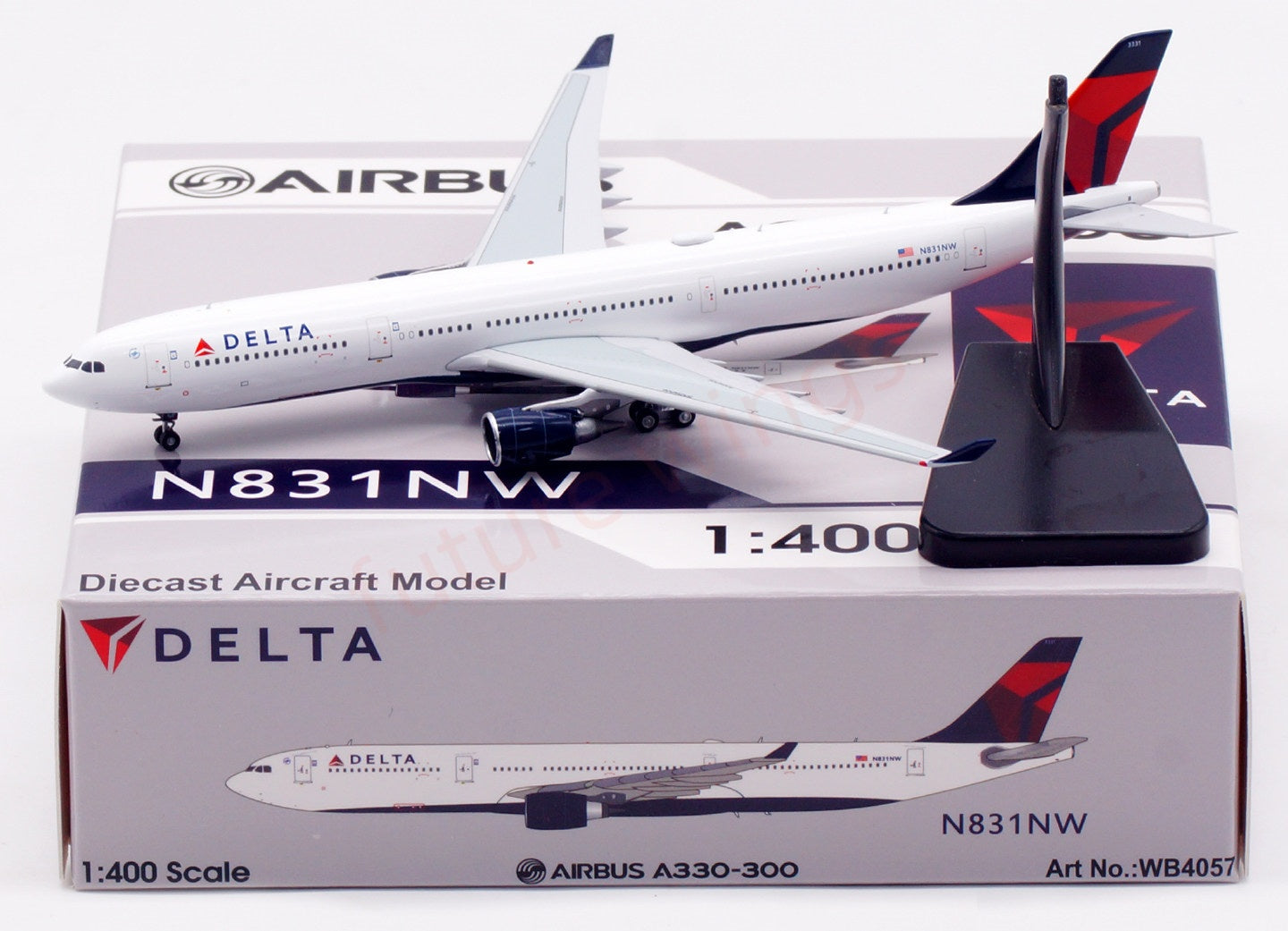 1:400 Aviation400 Delta Airlines A330-300 N831NW Aircraft Model Free Tractor+Stand