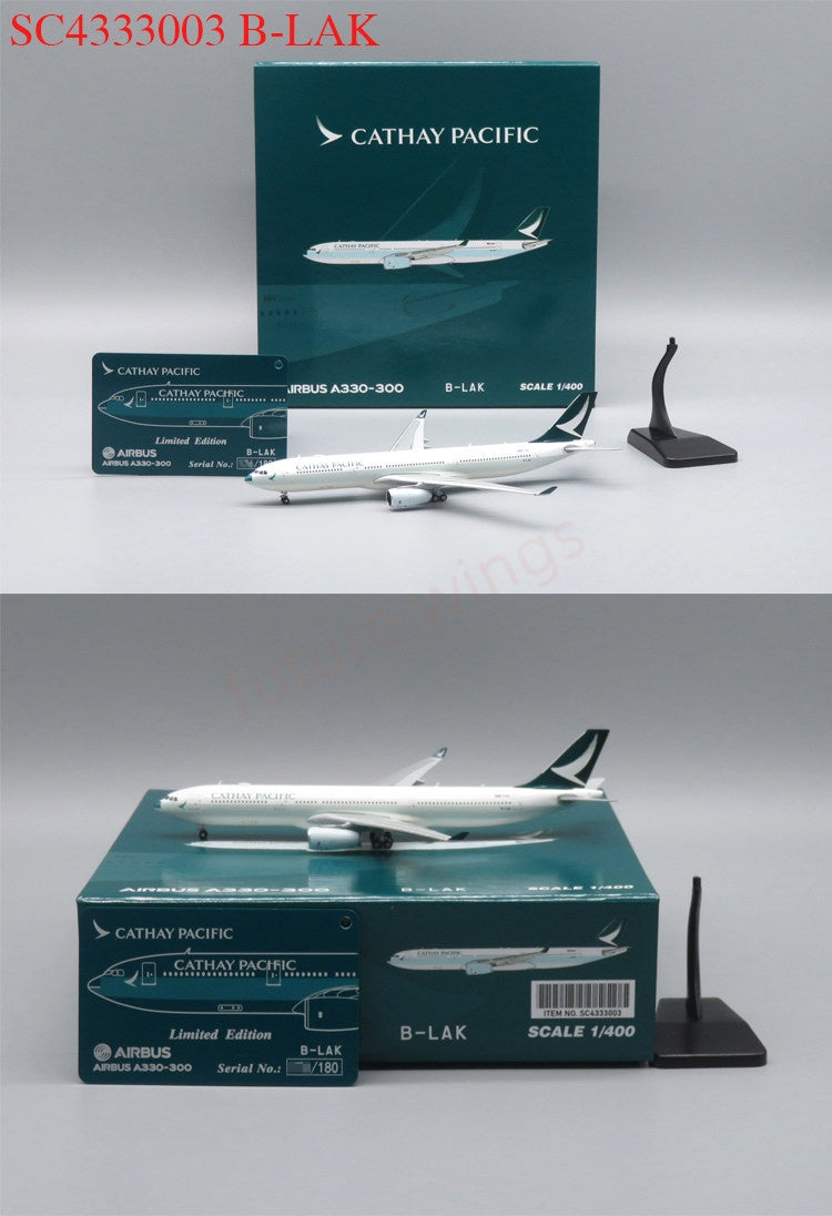 1:400 SC Model Cathay Pacific A330-300 B-LAJ/LAK/LBK Aircraft Model Free Tractor+Stand