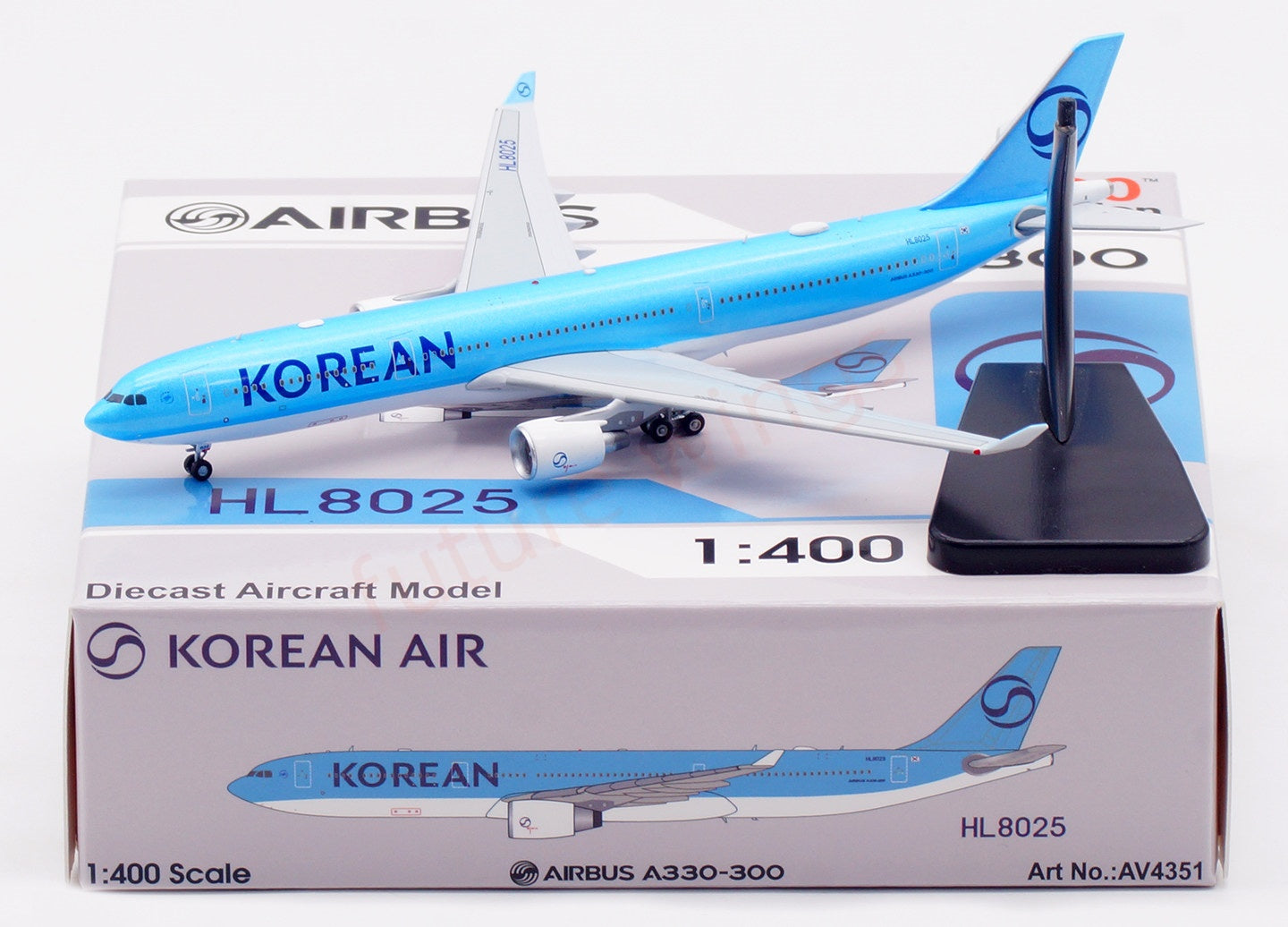 1:400 Aviation400 Korean Air A330-300 HL8025 Aircraft Model Free Tractor+Stand