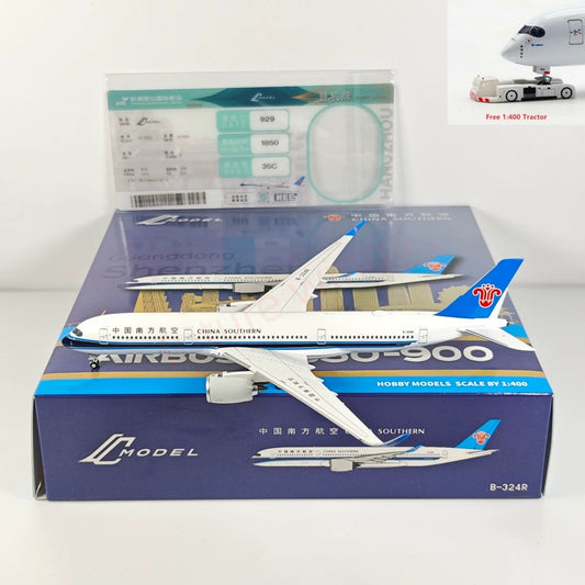 1:400 C Model China Southern Airlines A350-900 B-324R Aircraft Model+Free Tractor