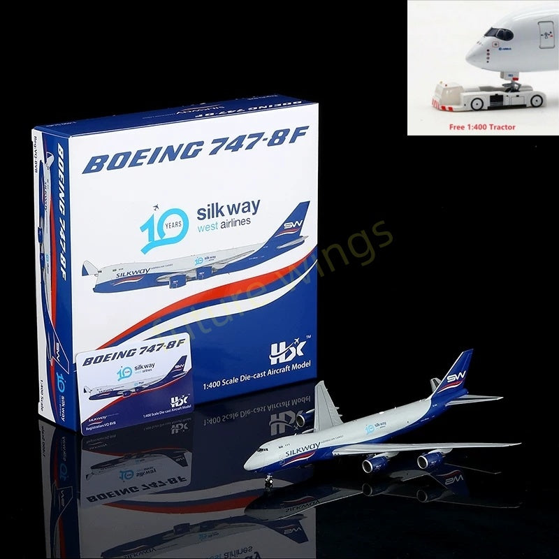 1:400 HX Models Silkway Cargo B747-8F VQ-BVB VQ-BVC "10years"Aircraft Model Free Tractor +Stand