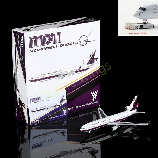 1:400 YY Wings McDonnell Douglas MD-11 N211MD Aircraft Model+Free Tractor
