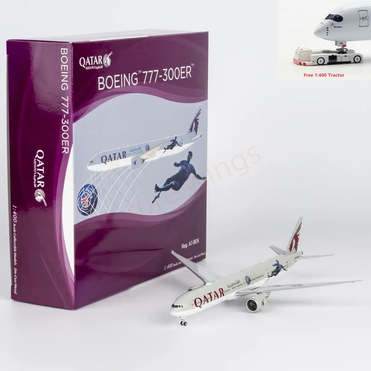 1:400 NG Models NG73085 Qatar Airways B777-300ER A7-BEK Aircraft Model+Free Tractor