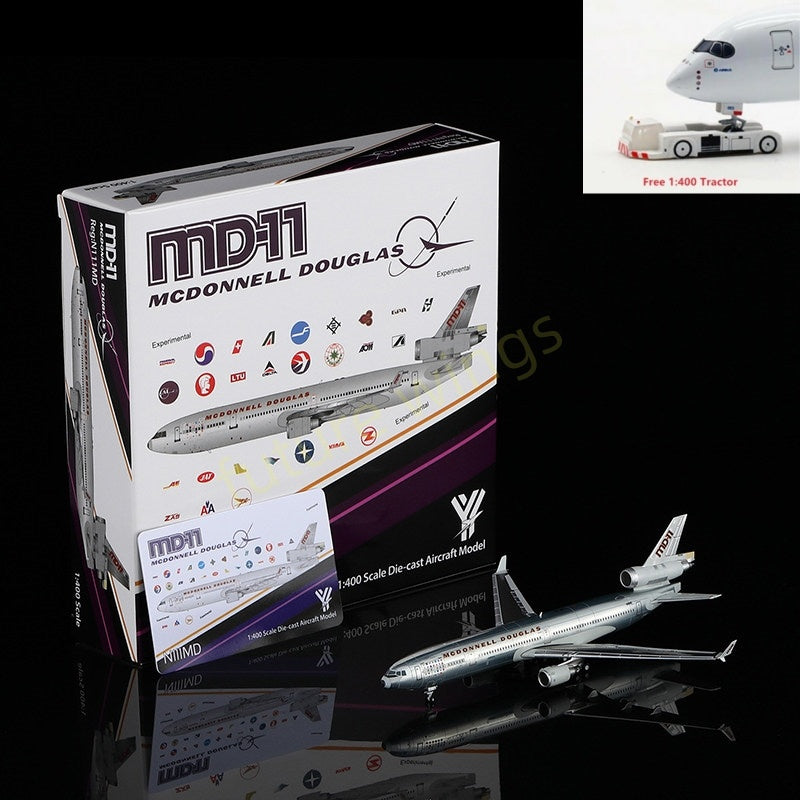 1:400 YY Wings McDonnell Douglas MD-11 N111MD Aircraft Model+Free Tractor
