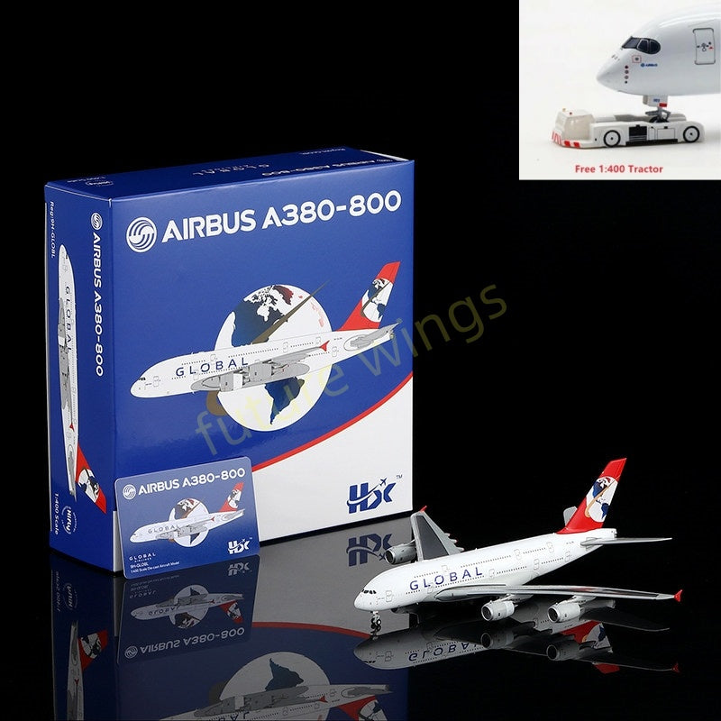 1:400 HX Models Global Airlines A380-800 9H-GLOBL Aircraft Model+Free Tractor