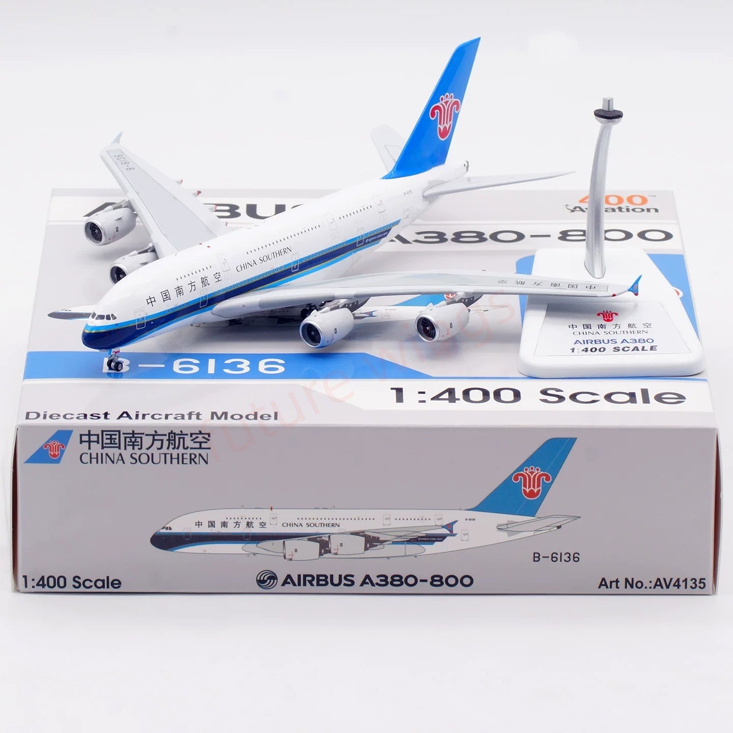1:400 Aviation400 China Southern Airlines A380 B-6136/B-6137/B-6138/B-6139B-6140 Aircraft Model Free Tractor+Stand