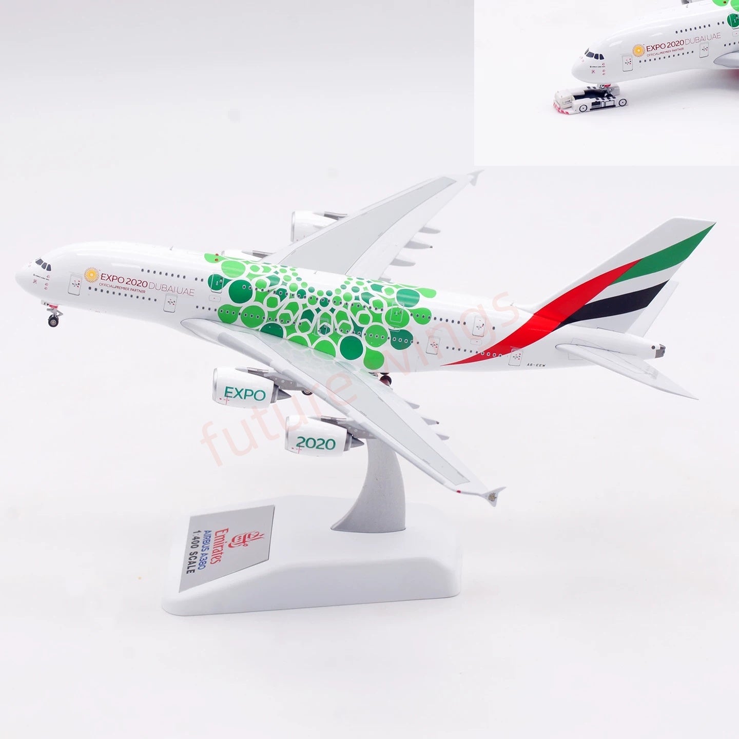 1:400 Aviation400 Emirates Airways A380 A6-EEW "ExPo2020"Aircraft Model Free Tractor+Stand