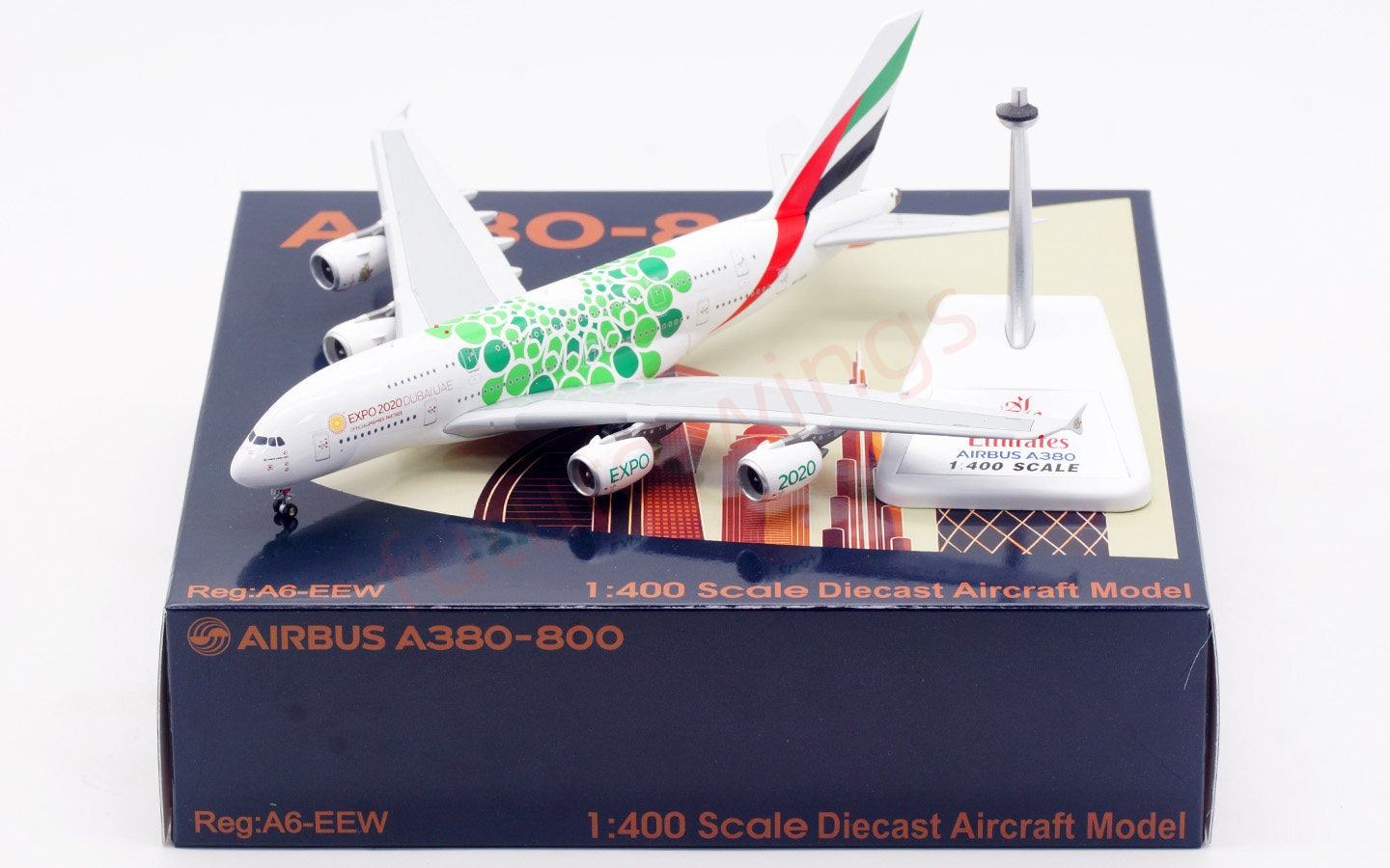 1:400 Aviation400 Emirates Airways A380 A6-EEW "ExPo2020"Aircraft Model Free Tractor+Stand