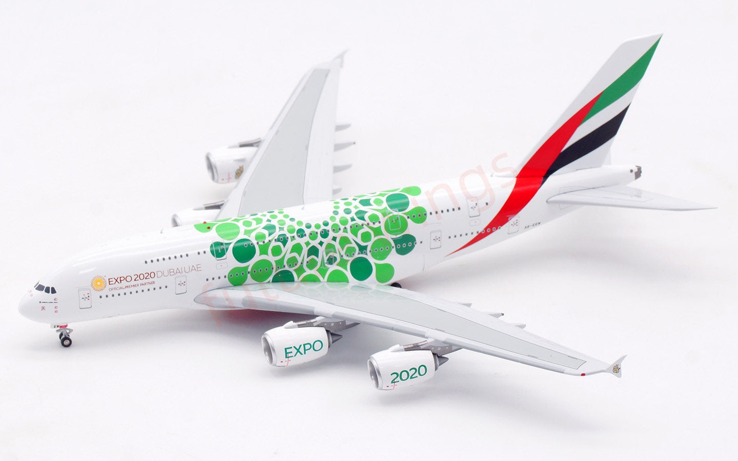 1:400 Aviation400 Emirates Airways A380 A6-EEW "ExPo2020"Aircraft Model Free Tractor+Stand