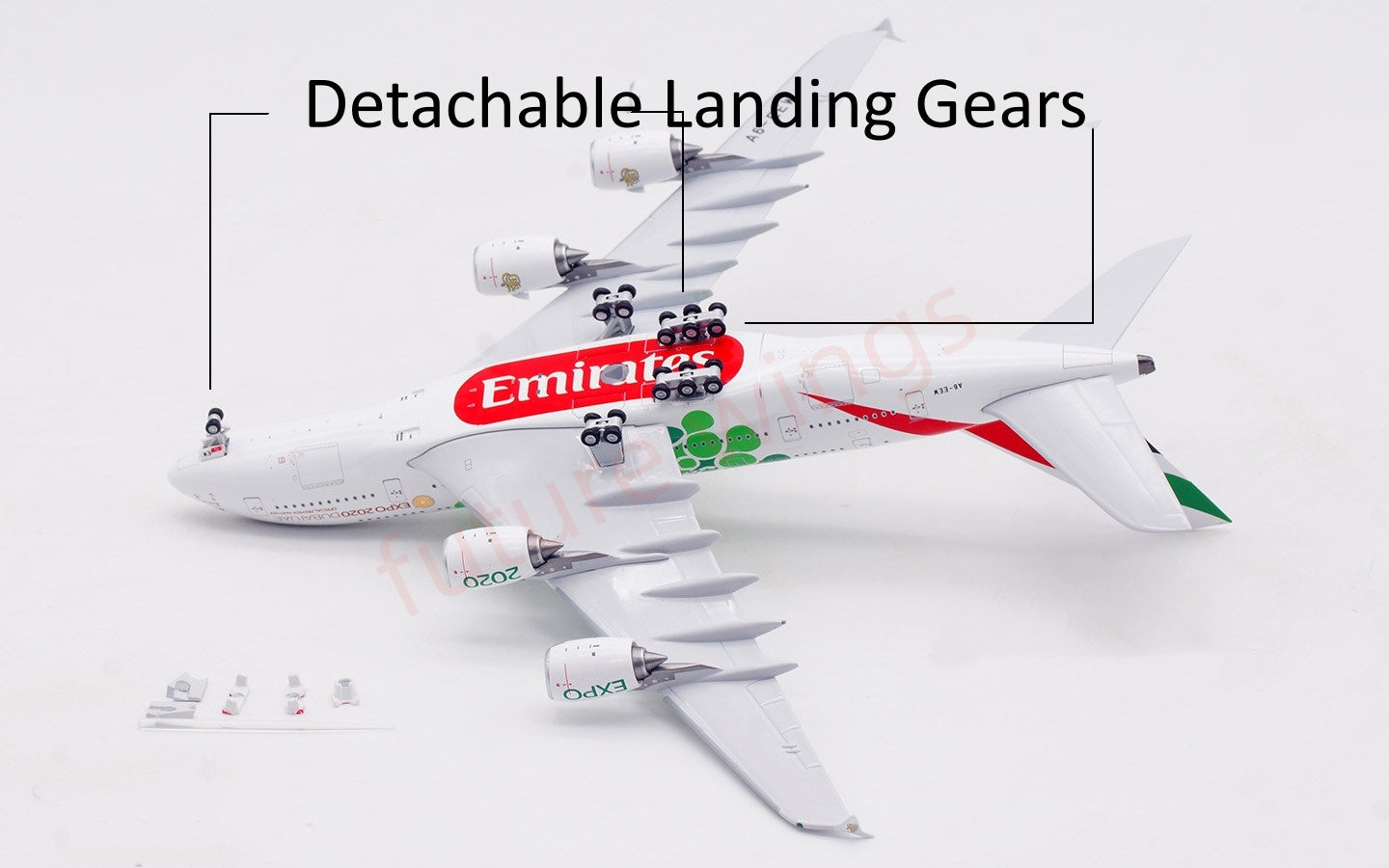 1:400 Aviation400 Emirates Airways A380 A6-EEW "ExPo2020"Aircraft Model Free Tractor+Stand