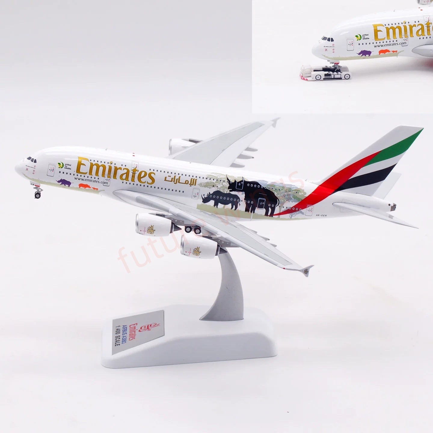 1:400 Aviation400 Emirates Airways A380 A6-EER Aircraft Model Free Tractor+Stand
