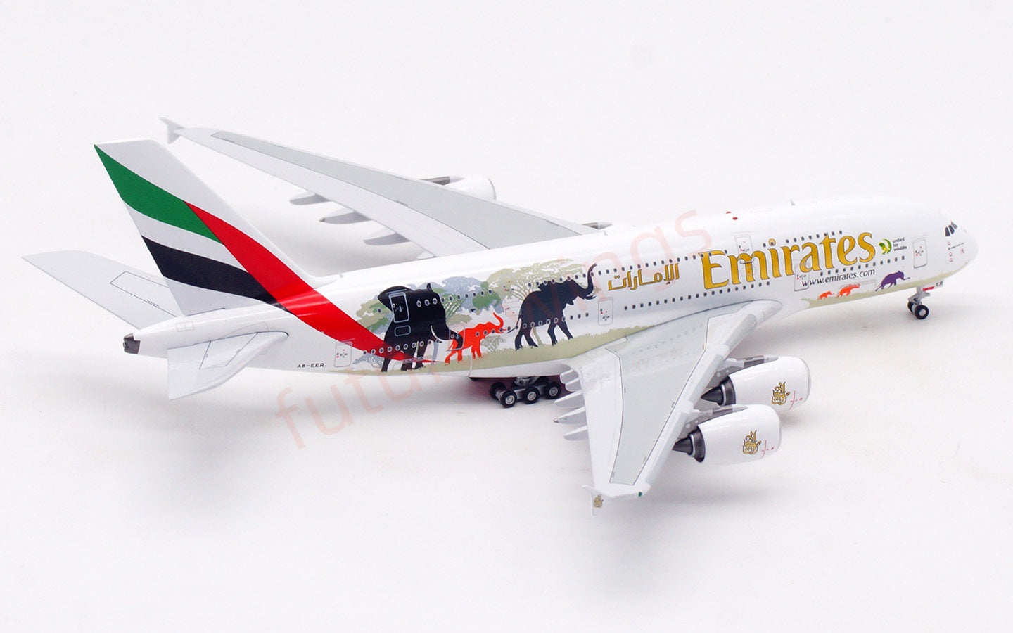1:400 Aviation400 Emirates Airways A380 A6-EER Aircraft Model Free Tractor+Stand