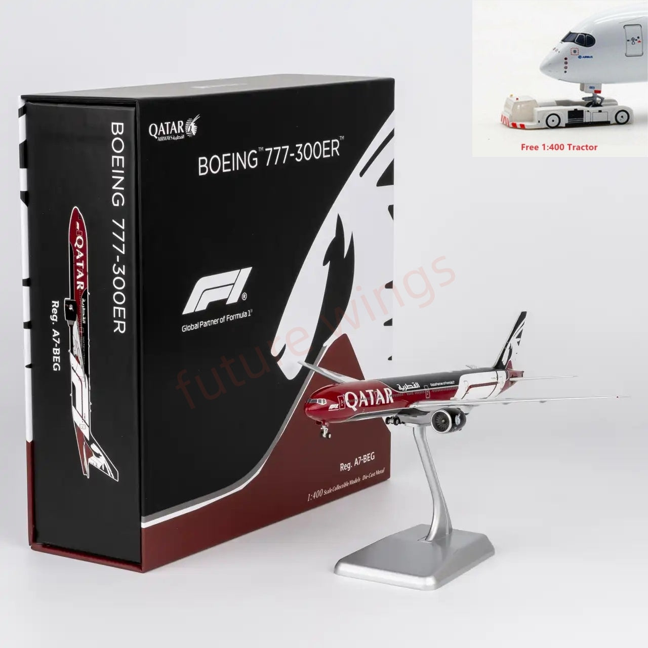 1:400 NG Models NG73095 Qatar Airways B777-300ER A7-BEG"Luxury Package" Aircraft Model+Free Tractor