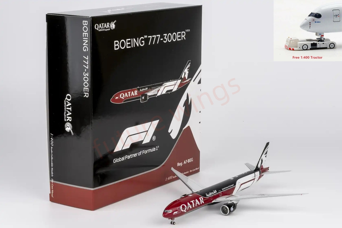 1:400 NG Models NG73096 Qatar Airways B777-300ER A7-BEG Aircraft Model+Free Tractor