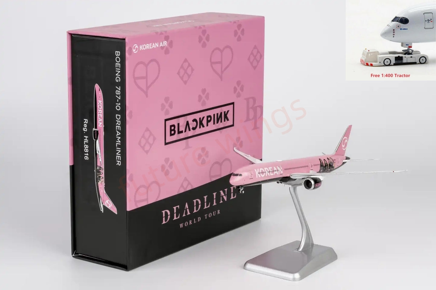 1:400 NG Models NG56035 Korean Airlines B787-10 HL8816 "BlackPink""Luxury Package" Aircraft Model+Free Tractor