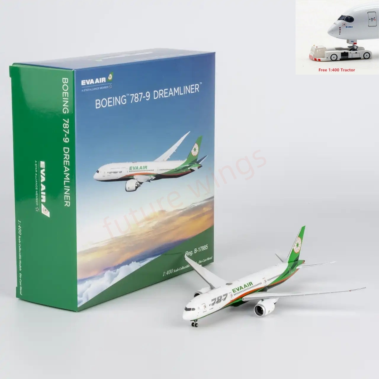 1:400 NG Models NG55145 EVA Air B787-9 B-17885 Aircraft Model+Free Tractor