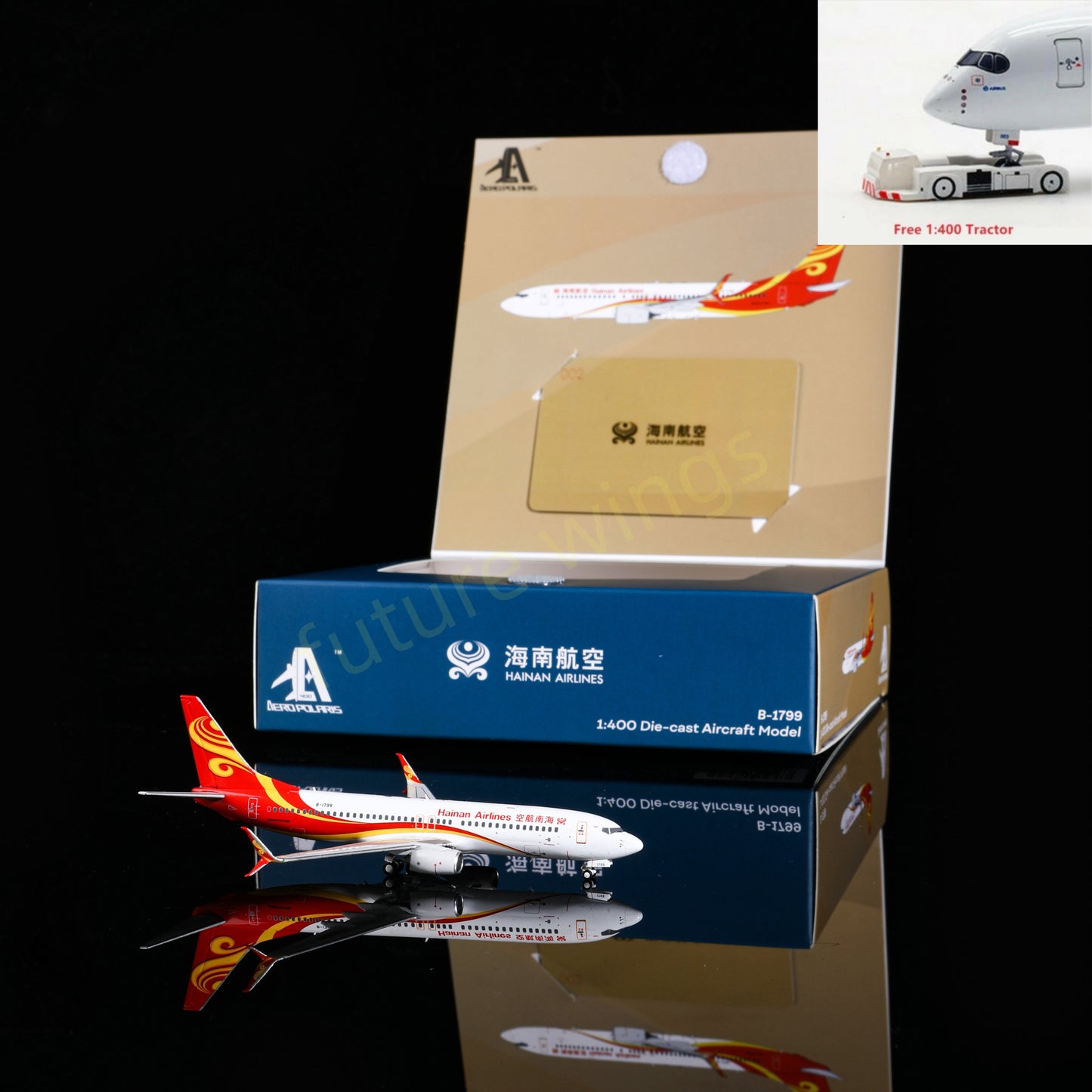 1:400 AeroPolaris Hainan Airlines Airlines B737-800 B-1799 Aircraft Model+Free Tractor