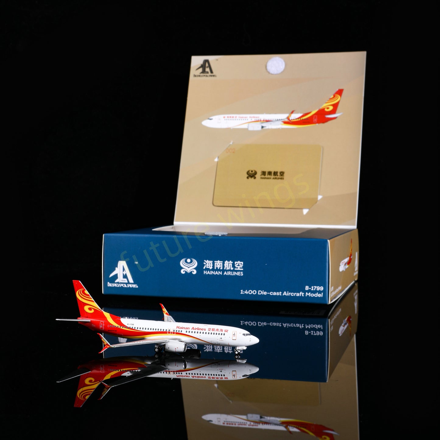 1:400 AeroPolaris Hainan Airlines Airlines B737-800 B-1799 Aircraft Model+Free Tractor