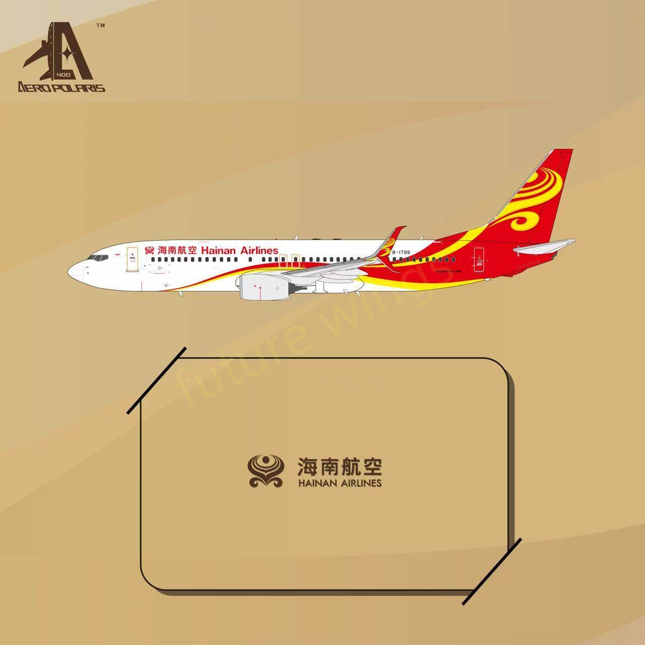 1:400 AeroPolaris Hainan Airlines Airlines B737-800 B-1799 Aircraft Model+Free Tractor