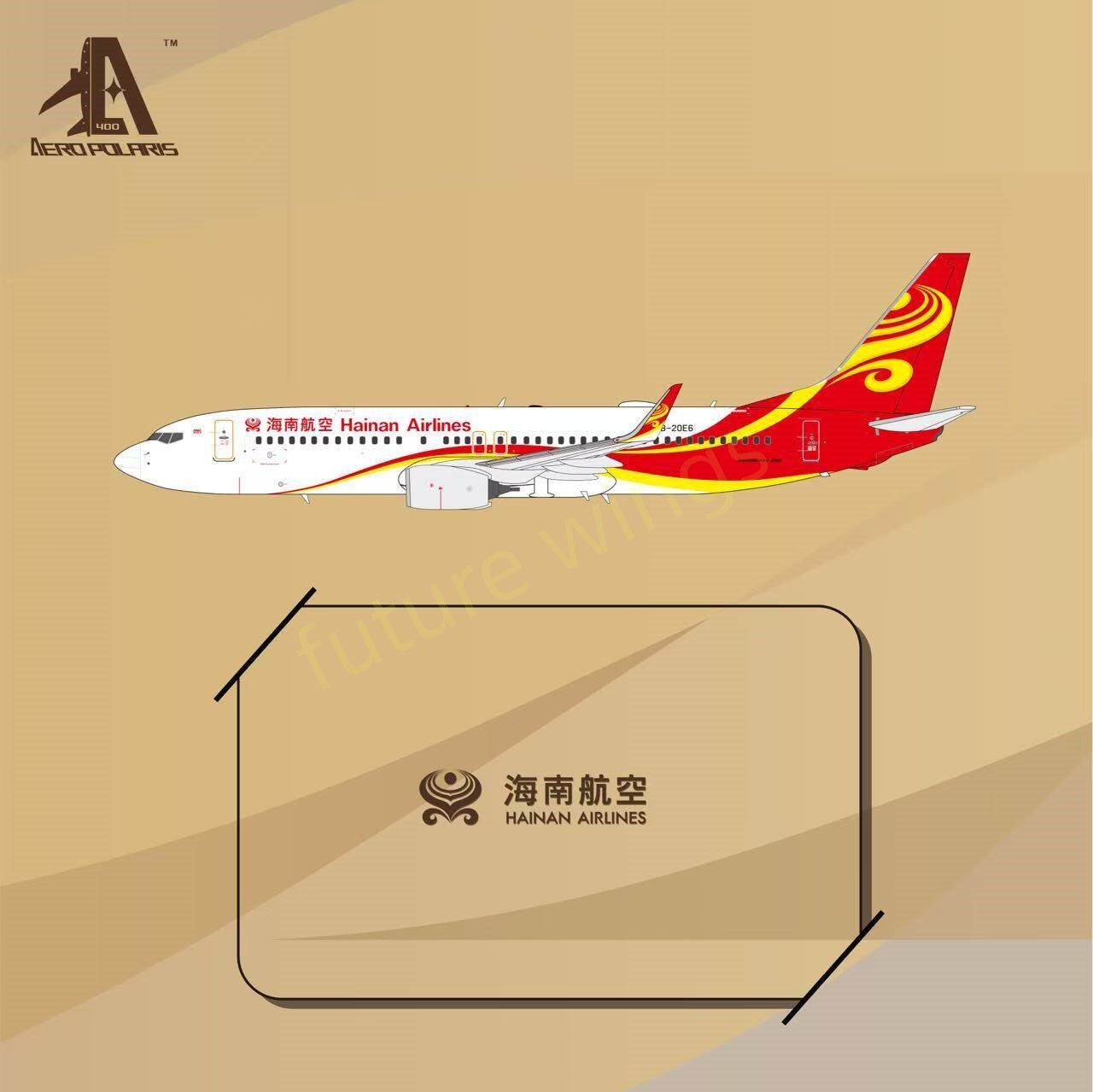 1:400 AeroPolaris Hainan Airlines B737-800 B-20E6 Aircraft Model+Free Tractor