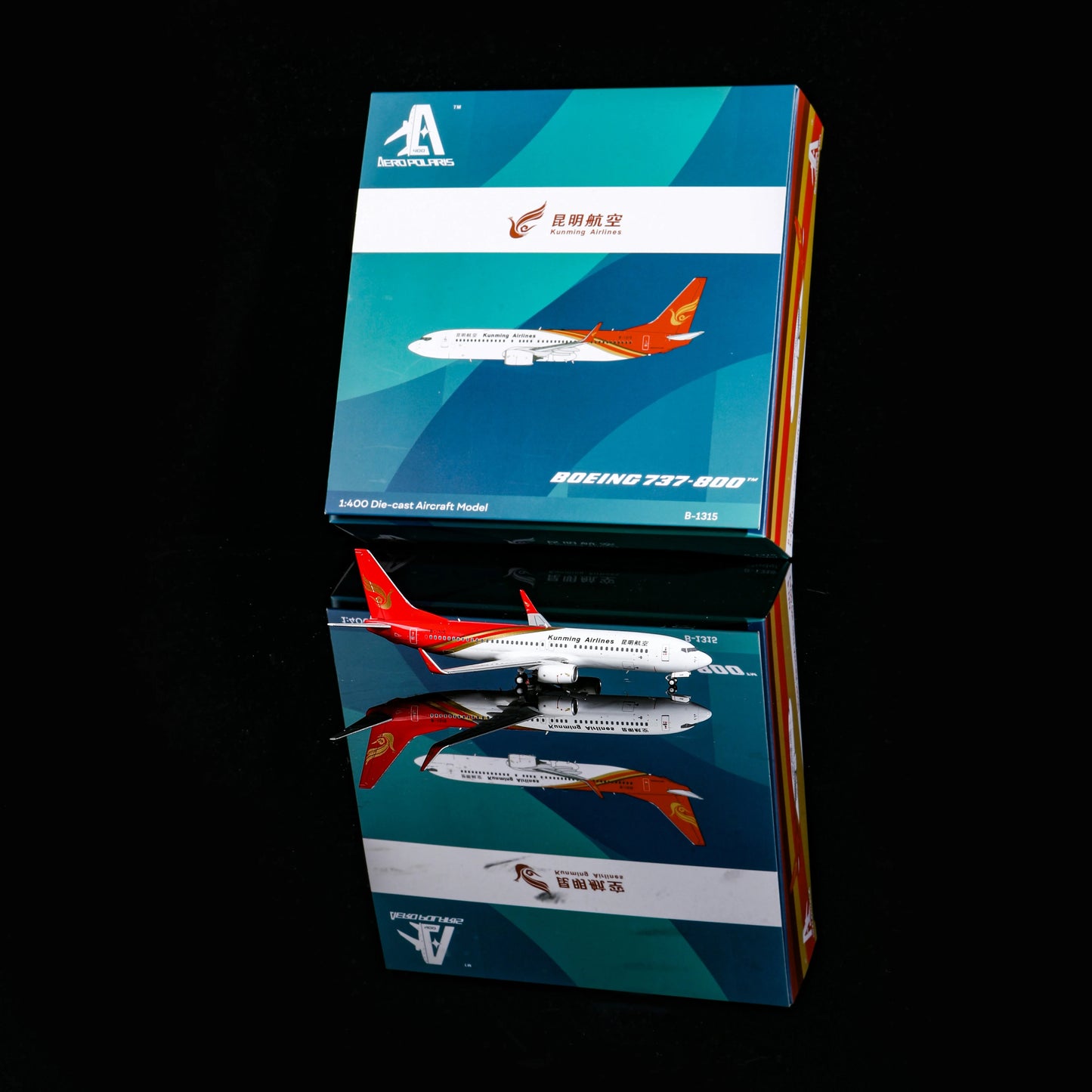 1:400 AeroPolaris Kunming Airlines B737-800 B-1315 Aircraft Model+Free Tractor