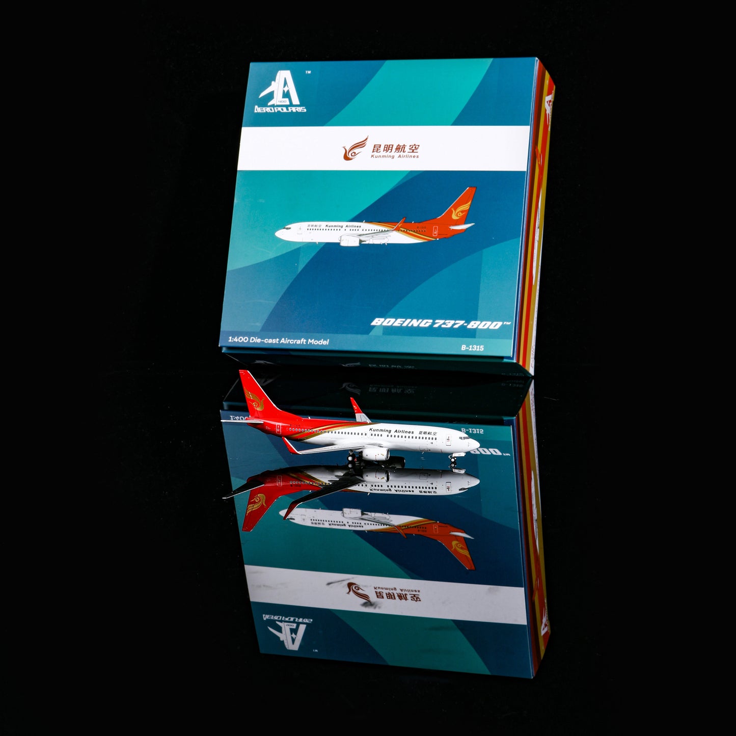 1:400 AeroPolaris Kunming Airlines B737-800 B-1315 Aircraft Model+Free Tractor