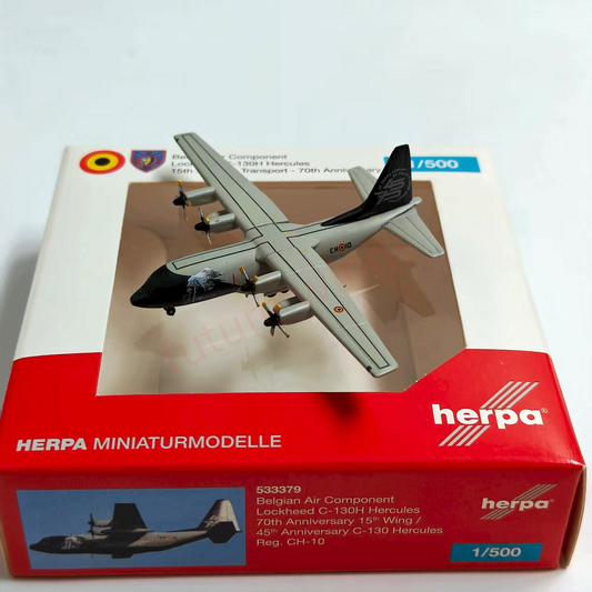 1:500 Herpa Wings 533379 Belgian Air Component Lockheed C-130H Hercules CH-10 Diecast Aircraft Model