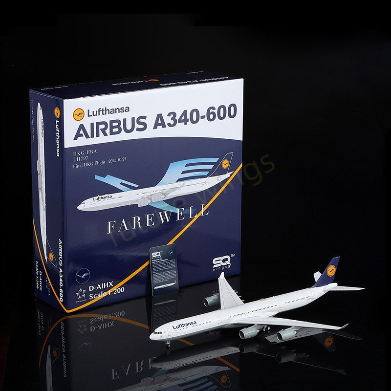 1:200 SQ Wings Lufthansa Airlines A340-600 D-AIHX Aircraft Model