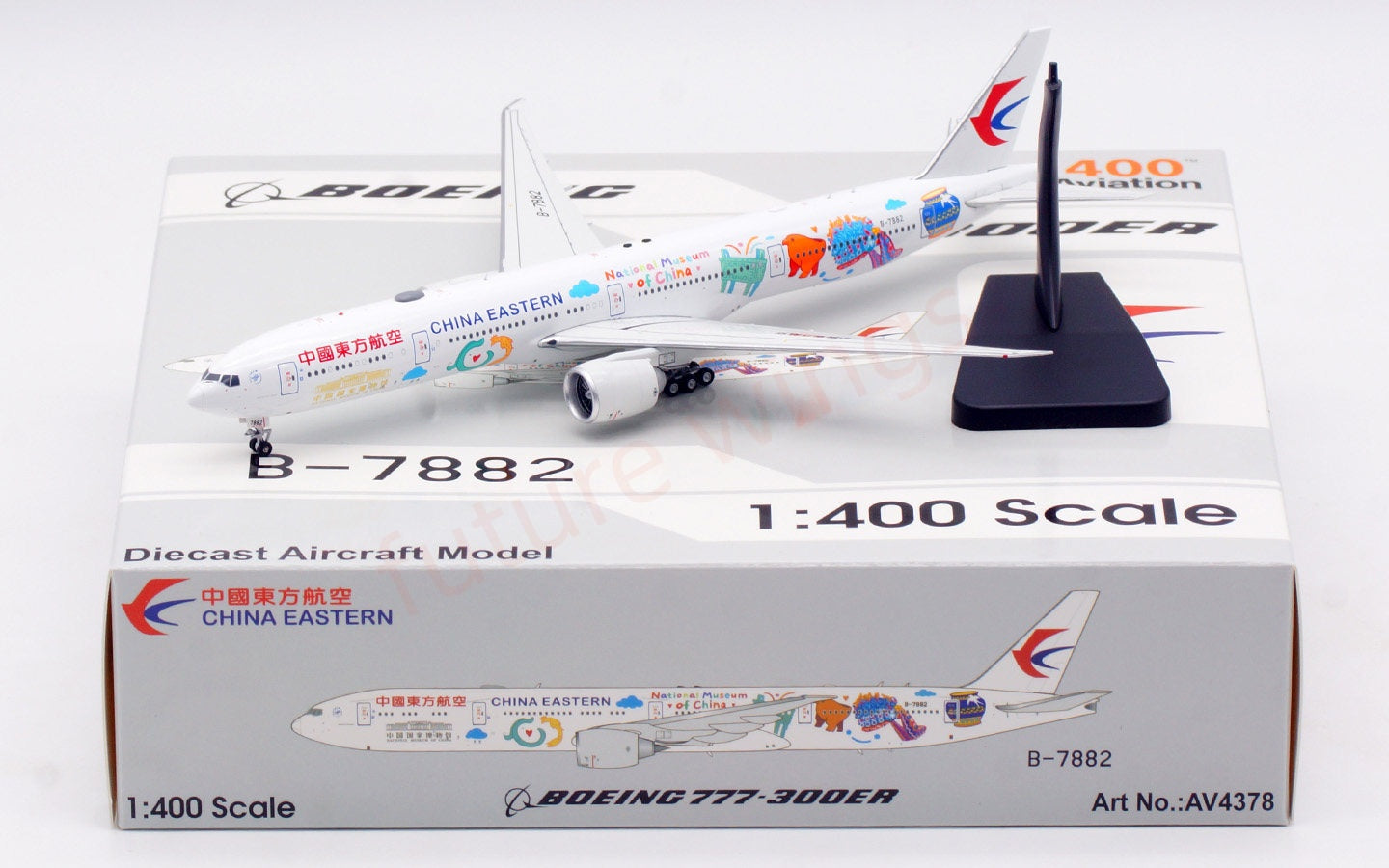1:400 Aviation400 China Eastern Airlines B777-300ER B-7882 Aircraft Model Free Tractor+Stand