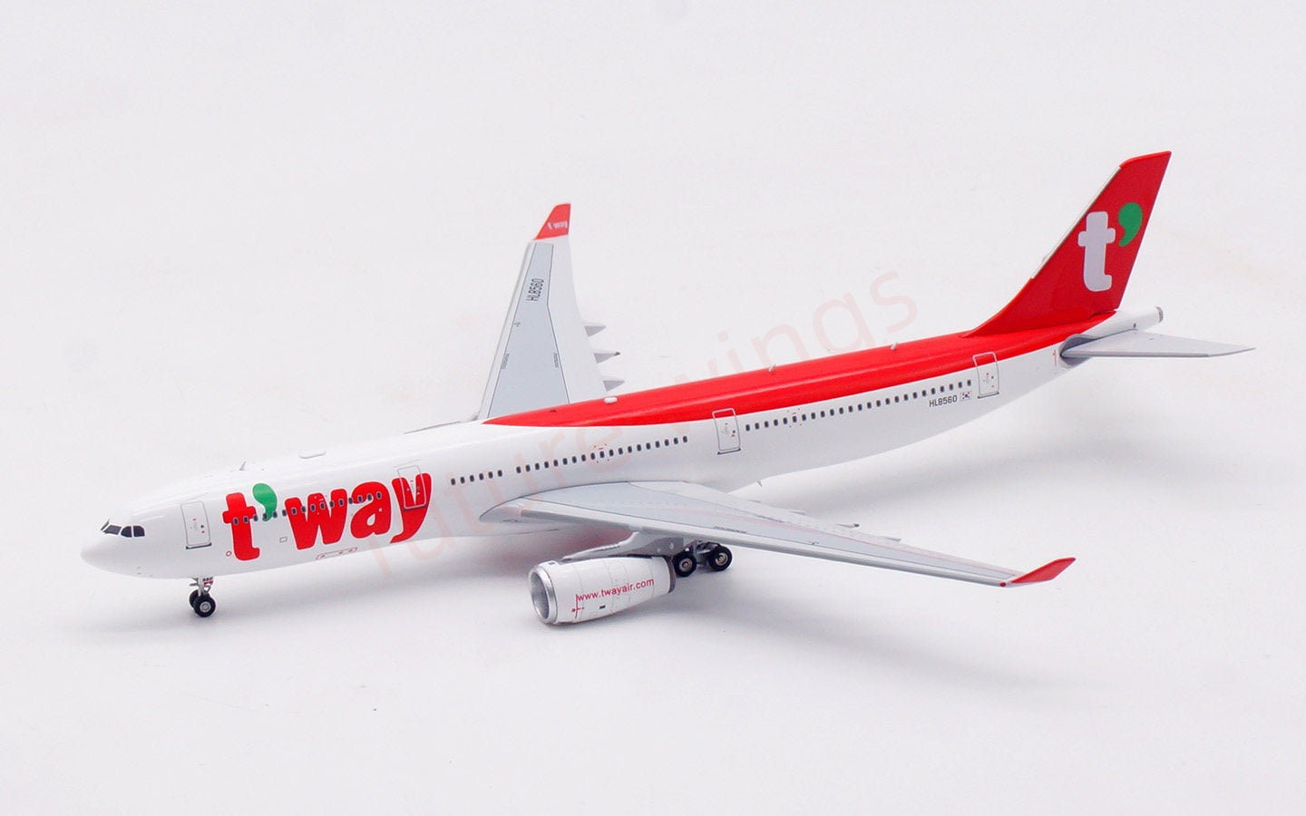 1:400 Aviation400 t’way A330-300 HL8560 Aircraft Model Free Tractor+Stand
