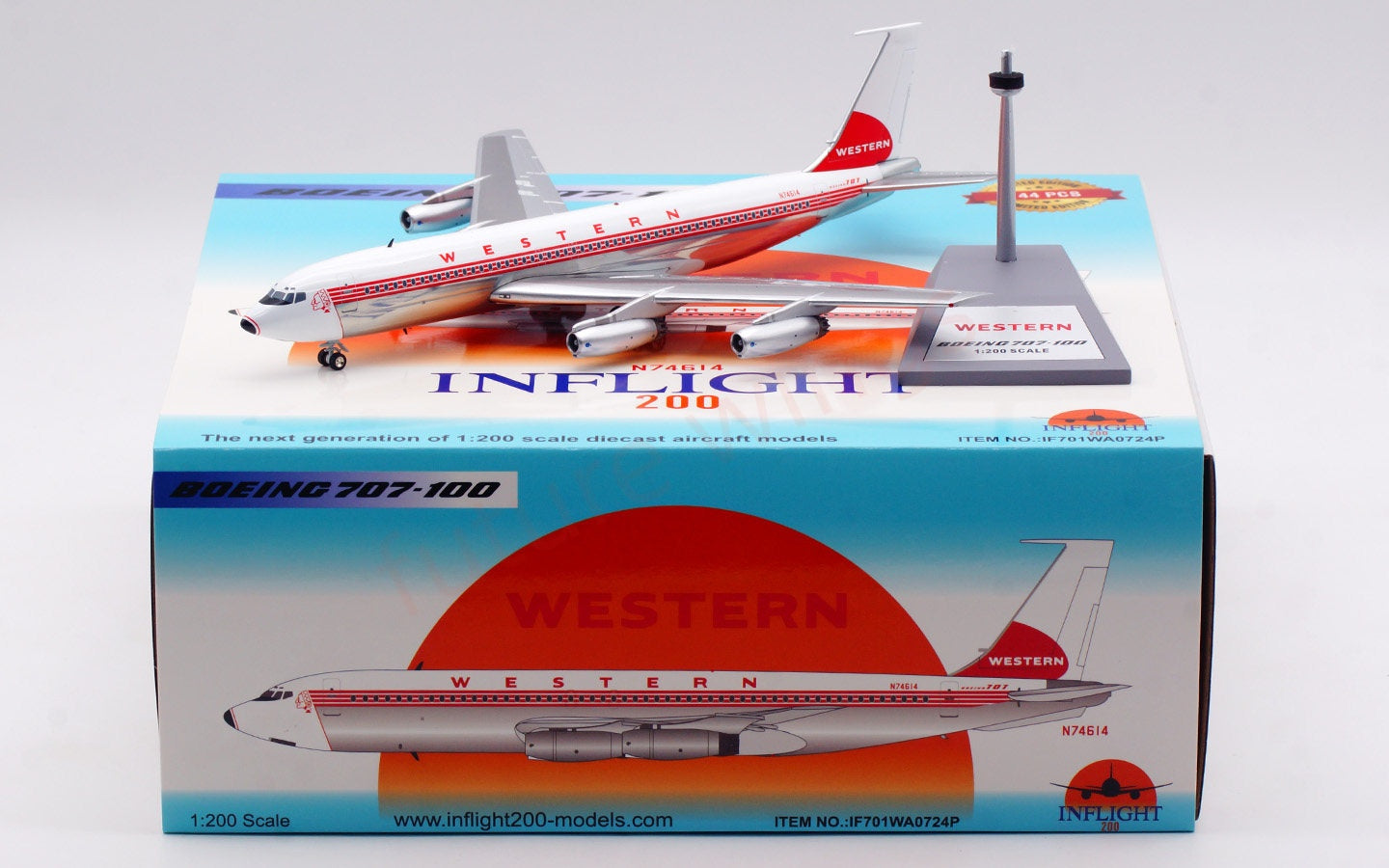 1:200 InFlight200 Western Airlines B707-100 N74614 Diecast Aircraft Model