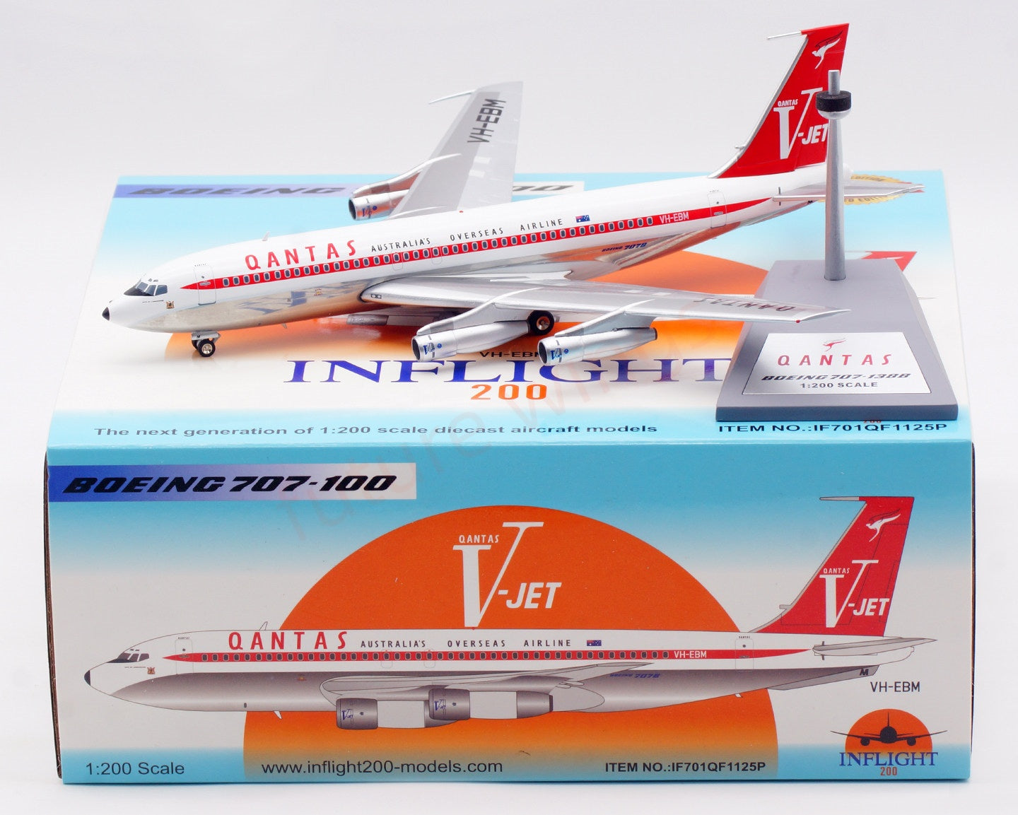 1:200 InFlight200 Qantas Airways B707-100 VH-EBM Diecast Aircraft Model