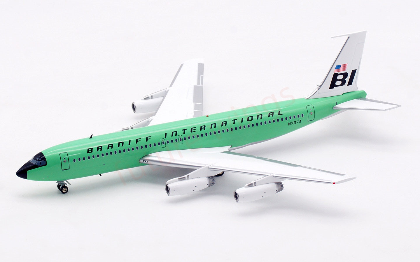 1:200 InFlight200 Braniff International B707-200 N7074 “Green” Diecast Aircraft Model