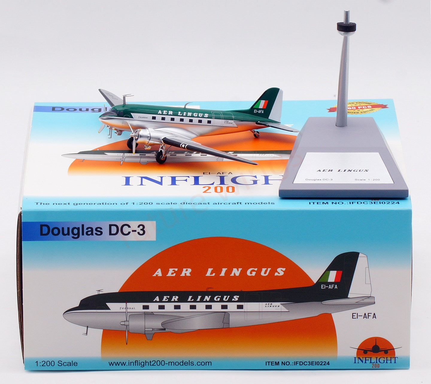 1:200 InFlight200 Aer Lingus DC-3 EI-AFA Aircraft Model With Stand