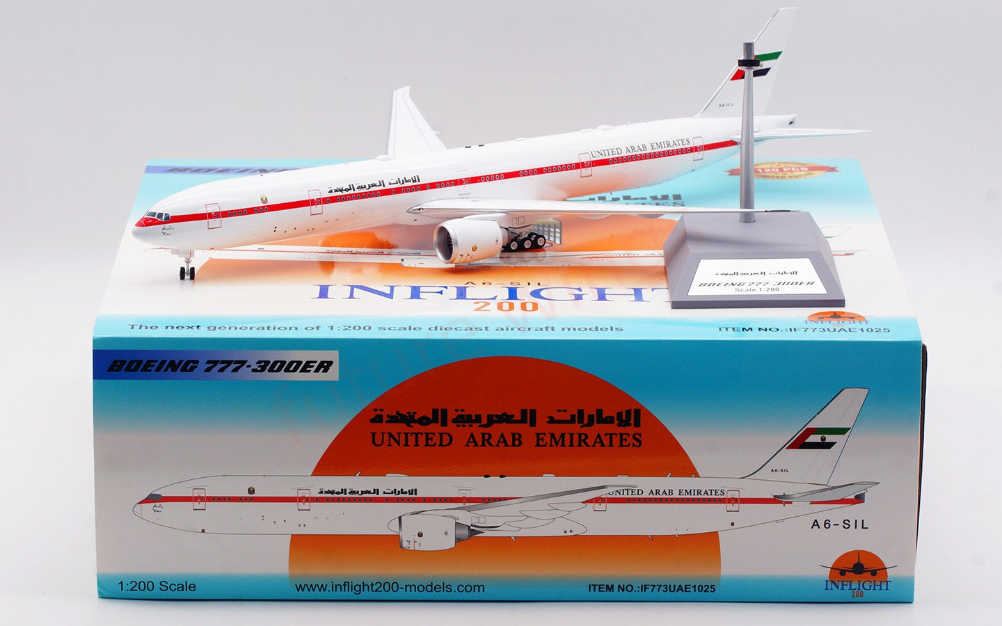 1:200 InFlight200 UAE B777-300 A6-SIL Diecast Aircraft Model