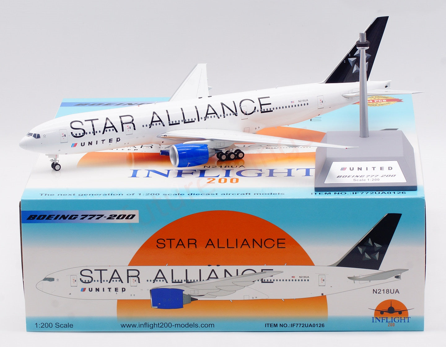 1:200 InFlight200 United Airlines B777-200 N218UA Diecast Aircraft Model