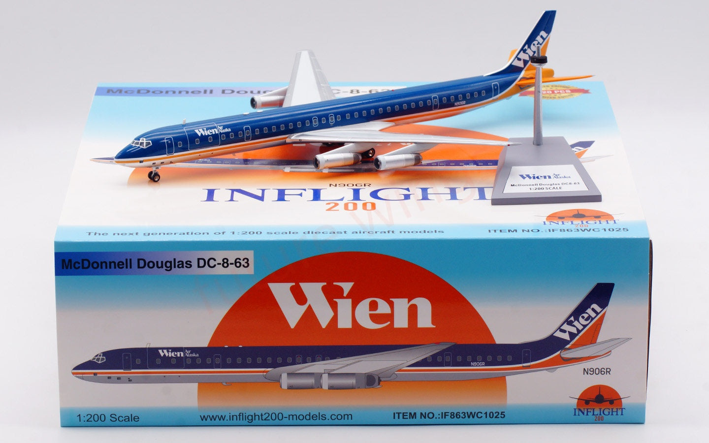 1:200 InFlight200 Wien Air Alaska DC-8-63 N906R Diecast Aircraft Model
