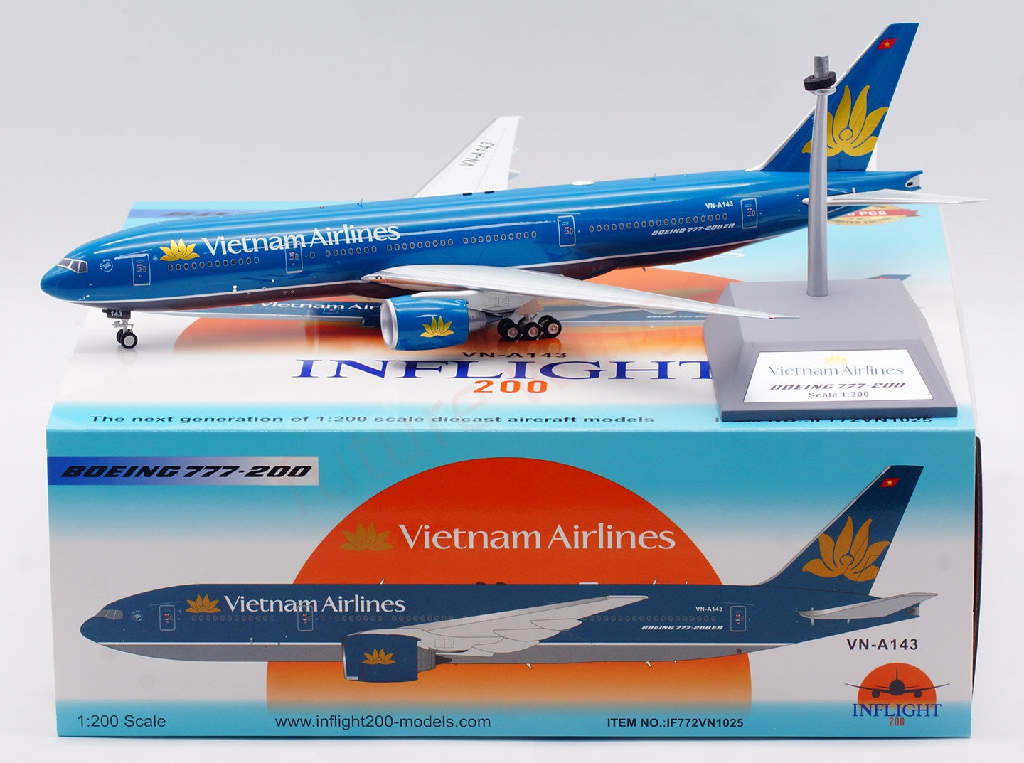 1:200 InFlight200 Vietnam Airlines B777-200 VN-A143 Diecast Aircraft Model