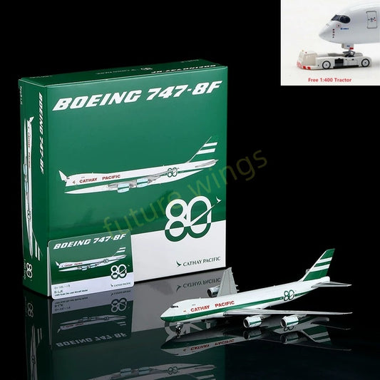 1:400 YY Wings Cathay Pacific B747-8F B-LJE “80Years” Aircraft Model Free Tractor+Stand