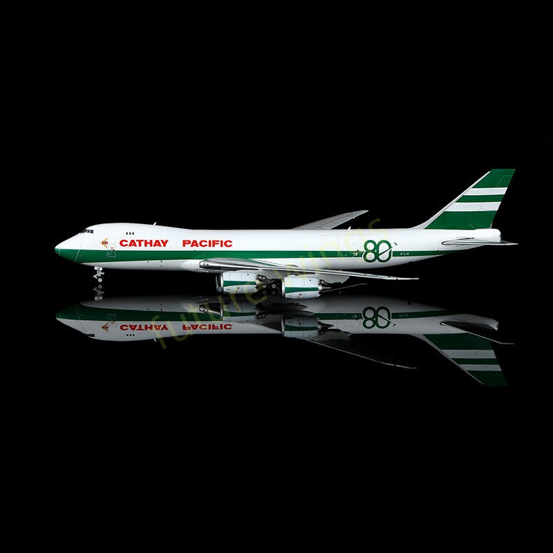 1:400 YY Wings Cathay Pacific B747-8F B-LJE “80Years” Aircraft Model Free Tractor+Stand