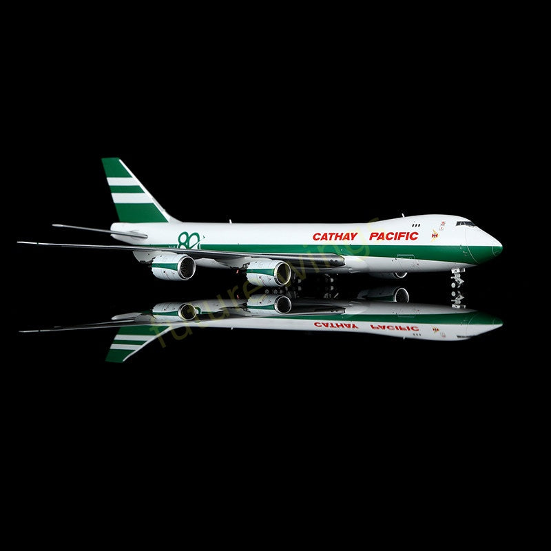 1:400 YY Wings Cathay Pacific B747-8F B-LJE “80Years” Aircraft Model Free Tractor+Stand