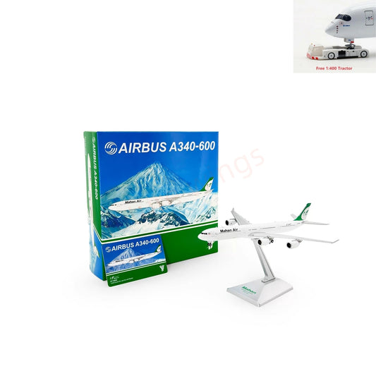 1:400 YY Wings Mahan Air A340-600 EP-MME Aircraft Model+Free Tractor